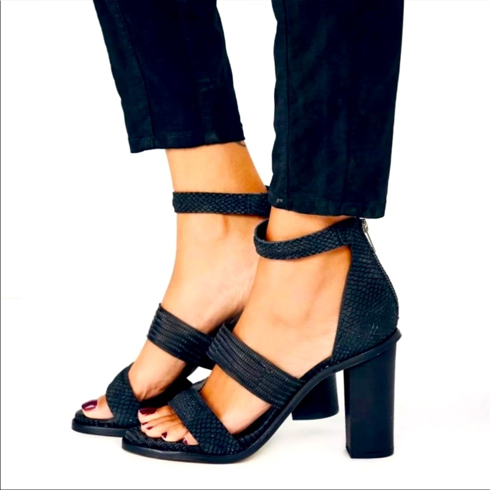 Free People Loca Snake Embossed Leather Heels
